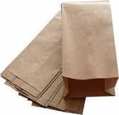 Bruine papieren zakjes met zijvouw 100 stuks 11x8x23cm 0,5 pond / fruitzakken