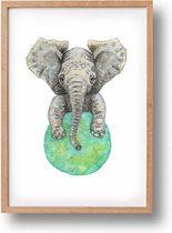 Poster olifant - A4 - mooi dik papier - Snel verzonden! - tropisch - jungle - dieren in aquarel - geschilderd door Mies