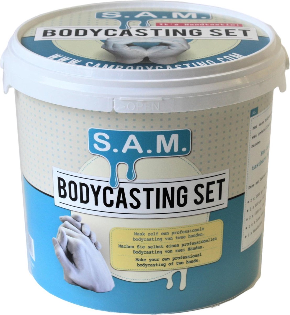 SAM Bodycasting Set |1 kg vormpoeder en 2 kg Gips | De enige echte | Voor het afvormen van 2 volwassen handen | Complete set | Bekend van televisie | De beste kwaliteit gips en Gel - SAM Bodycasting Set