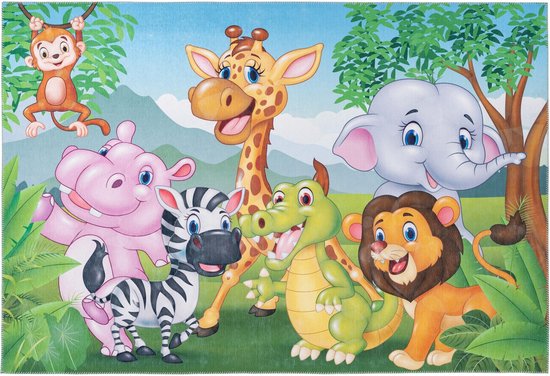 Vrolijk vloerkleed kinderkamer - Jungle - 160x230 cm