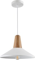 QUVIO Hanglamp modern / Plafondlamp / Sfeerlamp / Leeslamp / Eettafellamp / Verlichting / Slaapkamer lamp / Slaapkamer verlichting / Keukenverlichting / Keukenlamp - Hoedvorm met hout - Diame