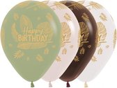 Happy Birthday ballonnen Tropical , 8 stuks, verjaardag, 100% biologisch afbreekbaar.