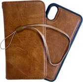 HEM iPhone XR DOUBLE CATCH Bruine Wallet iPhone XR/ Book Case iPhone XR / Boekhoesje iPhone XR / Telefoonhoesje iPhone XR / Hoesje met pasjesflip en los magnetisch telefoonhoesje