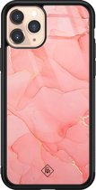 iPhone 11 Pro hoesje glass - Marmer roze | Apple iPhone 11 Pro  case | Hardcase backcover zwart