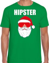 Foute Kerst t-shirt / Kersttrui Hipster Santa groen voor heren- Kerstkleding / Christmas outfit L