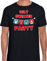Ugly sweater party Kerstshirt / Kerst t-shirt zwart voor heren - Kerstkleding / Christmas outfit 2XL