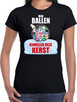 Rinkelende Kerstbal shirt / Kerst t-shirt Mijn ballen rinkelen deze Kerst zwart voor dames - Kerstkleding / Christmas outfit L