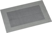12x Rechthoekige placemats zilver geweven 29 x 43 cm met rand - Zilveren placemats/onderleggers - Kunststof tafeldecoratie