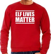 Elf lives matter Kerst sweater / Kersttrui rood voor heren - Kerstkleding / Christmas outfit L