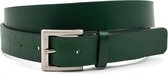 JV Belts Sportieve groene jeansriem - heren en dames riem - 3.5 cm breed - Groen - Echt Leer - Taille: 90cm - Totale lengte riem: 105cm