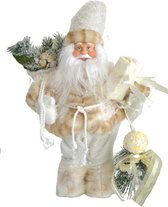 Kerstman staande met kerstdecoraties en een beer | De kerstdecoratie is 30 cm. hoog