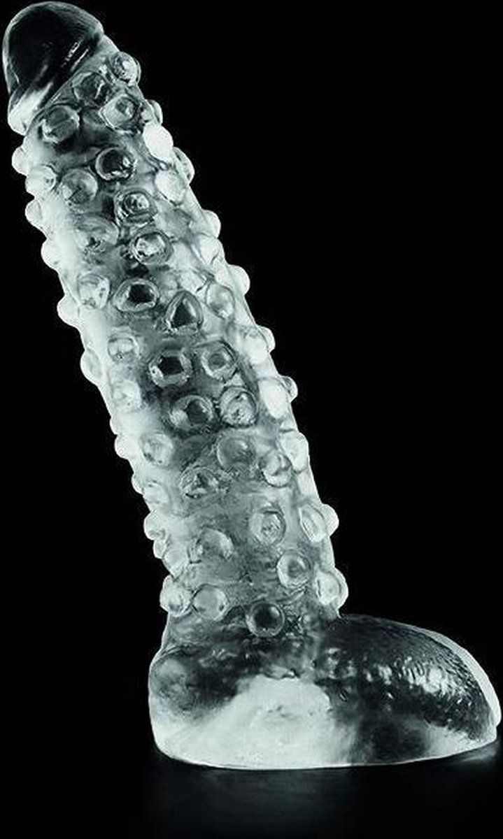 Goedkoopste Dark Crystal Geribbelde Dildo 26,5 x 6 cm - transparant
