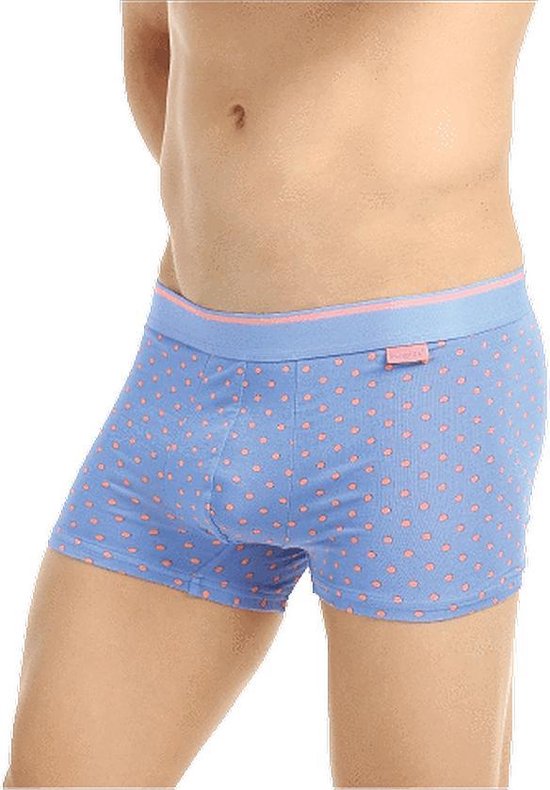 Bundies Onderbroek - Heren Boxershort - Trunk - Extra Zacht - Blauw Met Bolletjes - Maat XS