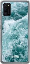 Samsung Galaxy A41 Hoesje Transparant TPU Case - Whitecap Waves #ffffff