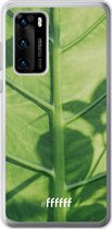 Huawei P40 Hoesje Transparant TPU Case - Leaves Macro #ffffff