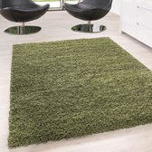 Shaggy Tapijt is 50 mm poolhoogte plat groene kleur