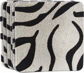 Onderzetters koeienhuid Zebra print Vierkant - Set 6 stuks | Coaster Queen