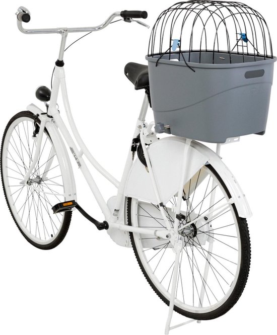 Trixie fietsmand voor bagagedrager met draadkoepel kunststof grijs - Default Title - Trixie