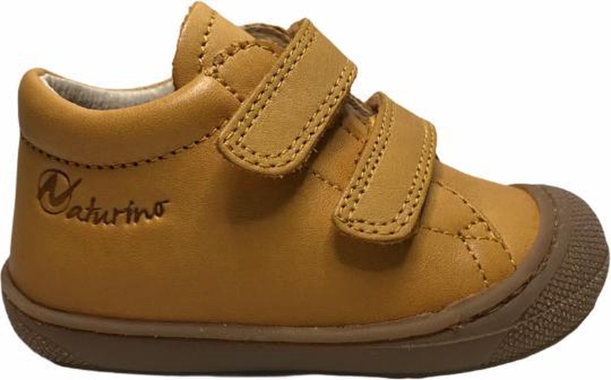 Naturino velcro effen lederen sneakers Cocoon okergeel