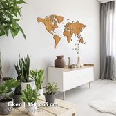 Houten Wereldkaart - Mercator projectie - Eiken L (135 x 65 cm) - wanddecoratie - design - muurdecoratie hout