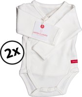 Petite & patate "the red one" romper overslagmodel lange mouwen - maat 86 - 2 stuks