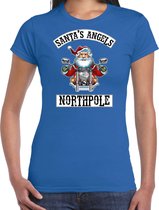 Fout Kerst shirt / Kerst t-shirt Santas angels Northpole blauw voor dames - Kerstkleding / Christmas outfit XS