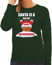 Foute Kerstsweater / Kersttrui Santa is a big fat motherfucker groen voor dames - Kerstkleding / Christmas outfit S