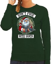 Foute Kerstsweater / Kersttrui Dont fuck with Santa groen voor dames - Kerstkleding / Christmas outfit S