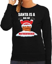 Foute Kerstsweater / Kersttrui Santa is a big fat motherfucker zwart voor dames - Kerstkleding / Christmas outfit XS