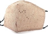 Mondkapje met Pailletten - Neusbeugel - Ruimte voor Filter - Mondmasker voor niet-medisch gebruik - Katoen - Wasbaar - Herbruikbaar - 21x13 cm - Roze
