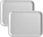 Set van 2x stuks grijze dienbladen rechthoek melamine 44 x 32 cm - Keukenbenodigdheden - Dranken serveren