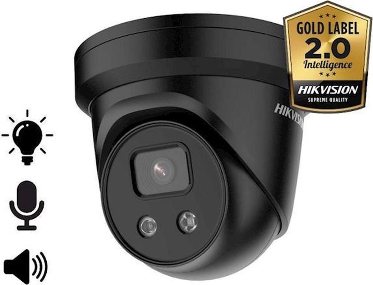 Hikvision DS-2CD2386G2-ISU/SL Acusense turretcamera met microfoon en speaker, zwart 4mm 8MP