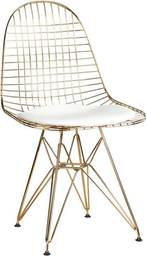 DKR stijl draadstoel Goud/wit - Wire Chair - DKR stijl stoel | bol.com