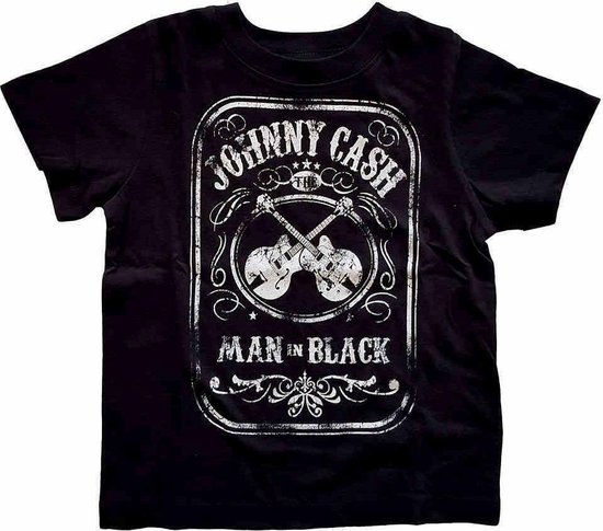 Johnny Cash Kinder Tshirt -Kids tm jaar- Man In Black Zwart