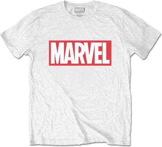 Marvel - Box Logo Heren T-shirt - S - Wit