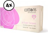 Cottons Tampons super 100% natuurlijk katoen - 4 x 16 stuks