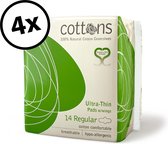 Cottons Maandverband - regular ultra dun - 100% natuurlijk katoen - 4 x 14 stuks