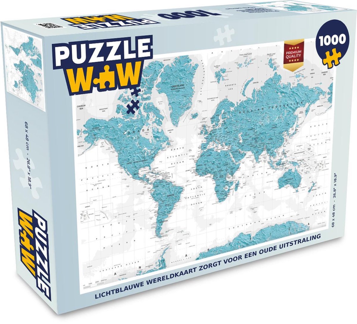 Puzzle Cartes du monde à la Trendy 1000 pièces - La carte du monde bleu ...