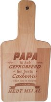 Passie voor stickers Snijplank van hout met gelaserde tekst: Papa ik heb geprobeerd het beste cadeau