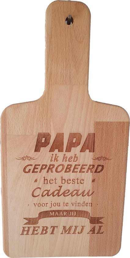 Passie voor stickers Snijplank van hout met gelaserde tekst: Papa ik heb geprobeerd het beste cadeau