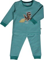 Woody - Jongens pyjama - Wolf - aquagroen-pastelgroen gestreept - 202-3-PZL-Z/911 - 3m