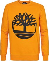 Timberland heren sweater met ronde hals en lange mouwen. Gemaakt van 80% katoen en 20% polyester. Voorzien van het Timberland logo op de borst. Geribde mouwboorden en zoom. - Oranje - Maat M