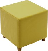 Houseella Ege -  Poef - Geel - Velvet - Modern - Multifunctioneel - Bijzettafel - 40x40 cm