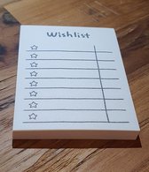 Wishlist | kladblok | kladblokje | papier | wenslijstje | kado lijst | notitie blok | Wat wil jij graag?