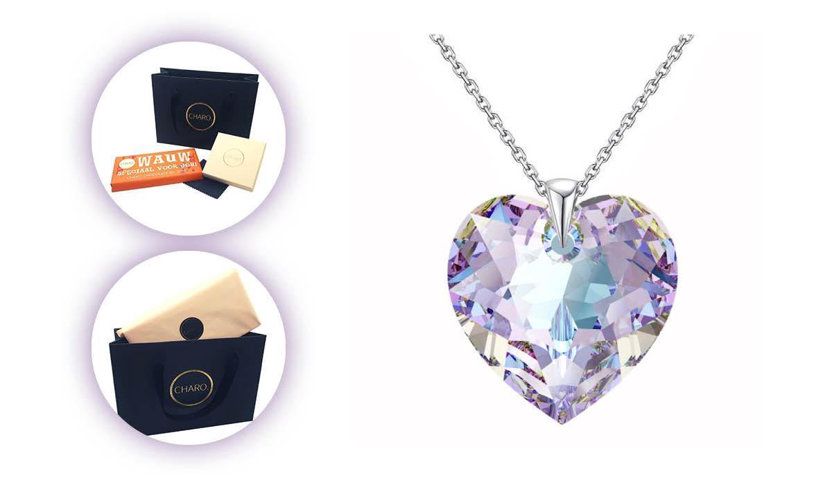 CHARO Cadeau Voor Vrouw - Swarovski - Ketting - Paars - Zilver