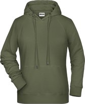 James and Nicholson Dames/dames Raglan Sleeved Hoodie (Olijf)