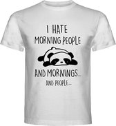 T-Shirt - Casual T-Shirt - Fun T-Shirt - Fun Tekst - Panda - I Hate Morning People, And Morings…And People.. - Maat M