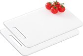 2x Kunststof snijplanken wit 25 x 37 cm - Keukenbenodigdheden - Witte plastic snijplank