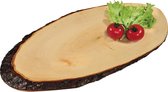 Luxe boomstamschijf serveerplank 16 x 35-39 cm ovaal - Ovale boomschijf plank - Keukenbenodigdheden - Serveerplanken van hout - Serveerplankjes/serveerplankje