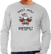 Grote maten foute Kerstsweater / Kersttrui Santas angels Northpole grijs voor heren - Kerstkleding / Christmas outfit 4XL (60)